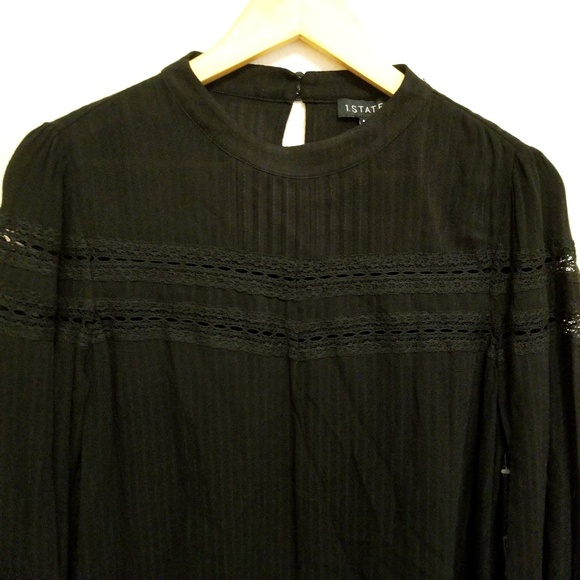 1. State Black Embroidered Yoke Top Long Sleeves - Picture 5 of 7